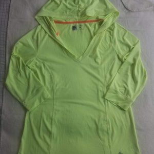 RBX Performance Neon Yellow Hooded VNeck 3/4 Sleeve Active Top L